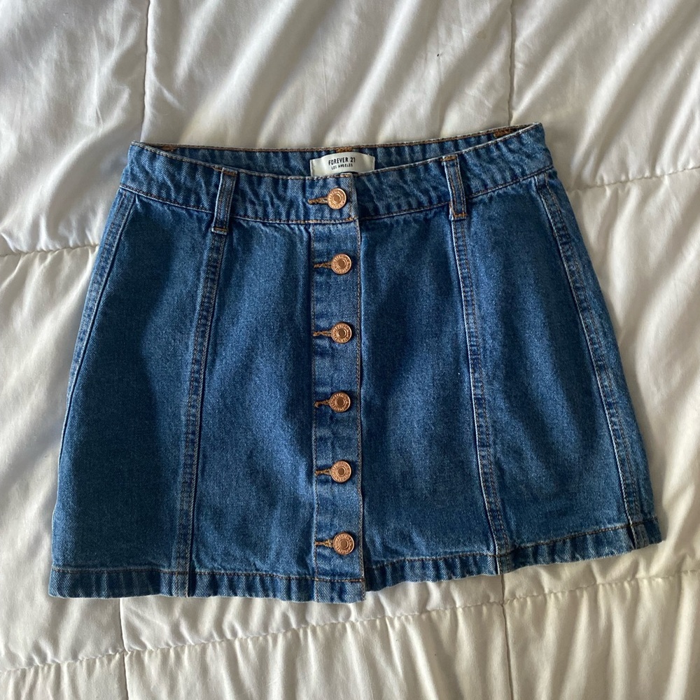 forever 21 denim button up skirt
